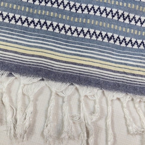 Dylan Sleeveless TOP Blue White Stripe Tunic Womens Size Medium M Fringe Tassels - Picture 12 of 14